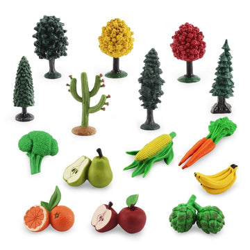 LC JoyCre Toy Trees, Plastic Play Trees, Vegetables and Fruits for Toddlers, School Projects, Kids Learning, Realistic Food Figu