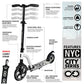 Crazy Skates Foldable Kick Scooter - Kick Scooters For Adults, Teens And Kids With Carrying Strap - Fast Folding, Adjustable Handlebars And Lightweight - White