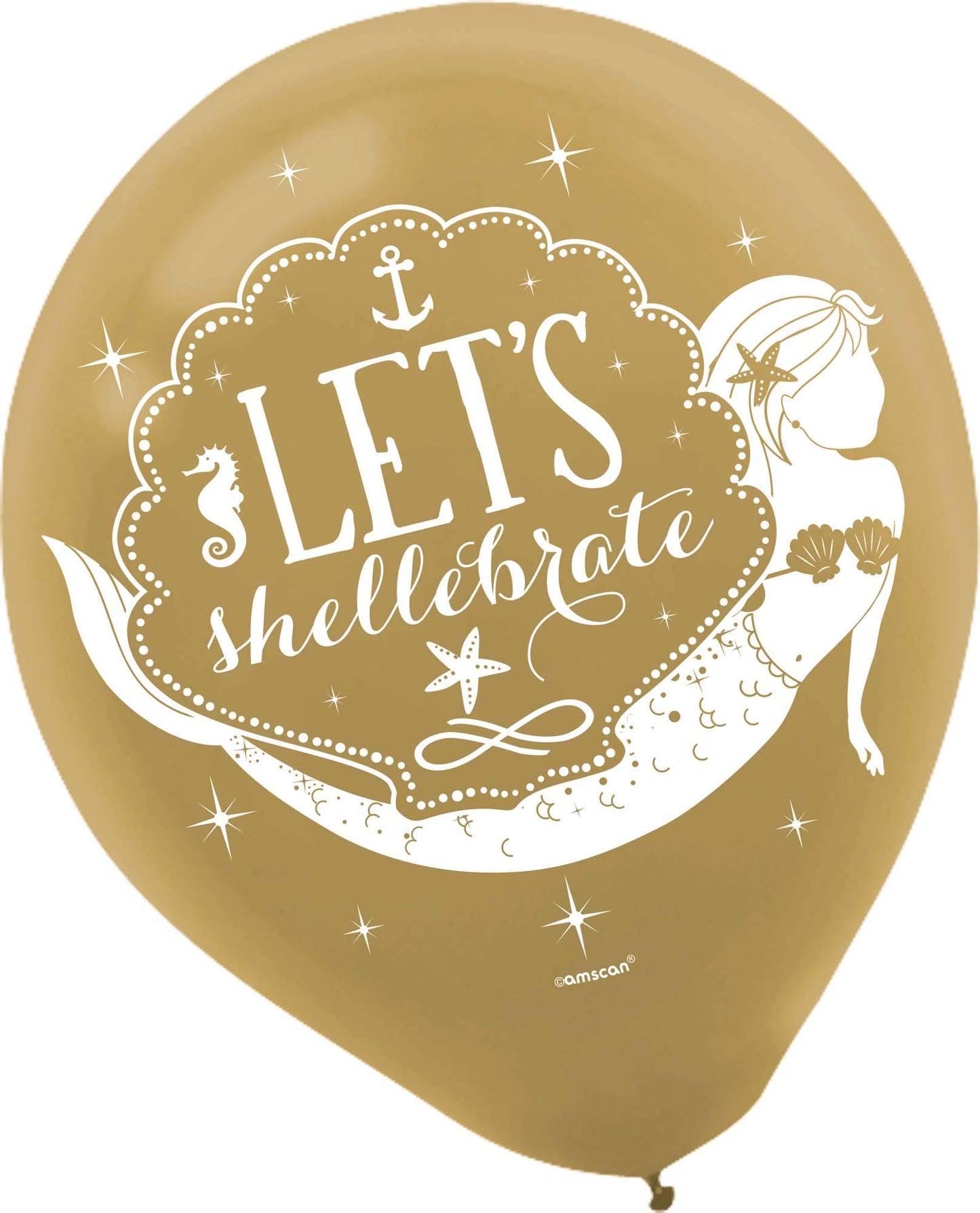 Amscan Mermaid Wishes Printed Latex Balloons, Multi Color, 12