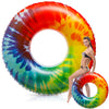 Simgoing 1 Pcs Jumbo Inflatable Pool Floats Rings  Tie Dye Tube Float 47.24 Inch Large Colorful mature-themed Floaties Rainbow Swimming Ring Water Floaty Toy for mature-themed Summer Pool Beach Party Supplies