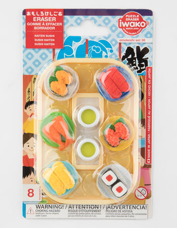 IWAKO Japanese Eraser Conveyor Belt Sushi Blister Set