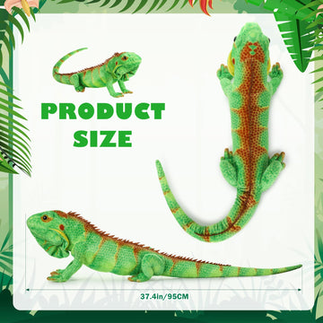 Syhood Lizard Stuffed Animals 37.4'' Realistic Plush Toy Lizard Toy Soft Plush Reptile Gift For Boys Girls Animal Lovers Birthday Easter(Emerald Green Iguana)