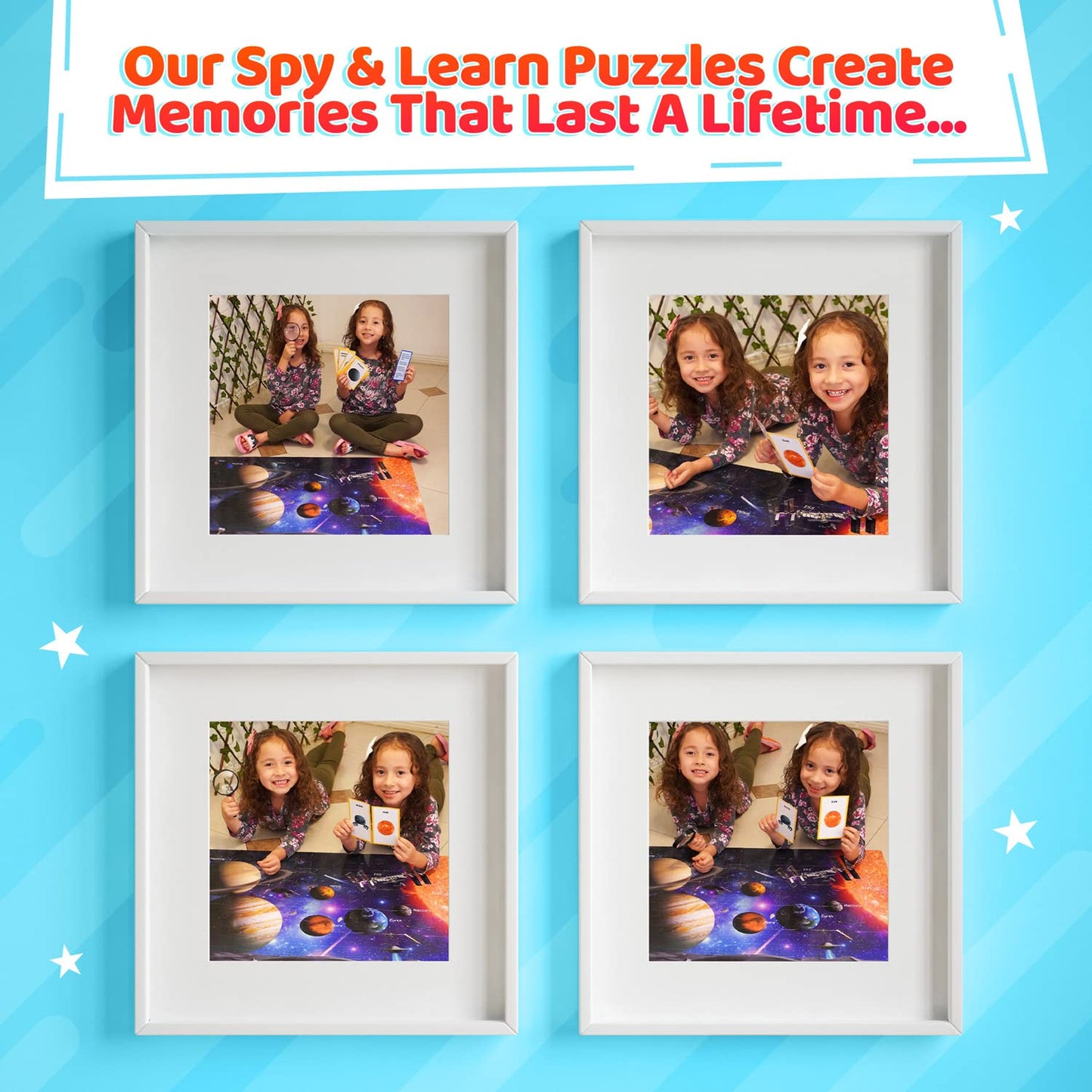 Solar System Spy Puzzle With Flashcards And Magnifying Glass 2Ft X 3Ft - Large 48 Piece Space Floor Puzzle For Kids Ages 4-8 Yea
