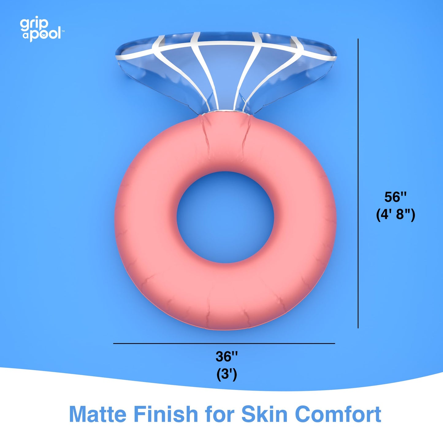 GRIP A POOL Inflatable Diamond Ring Floatie - Rose Gold, Pack of 1, Perfect for Bachelorette Party Decorations and Bridal Showers