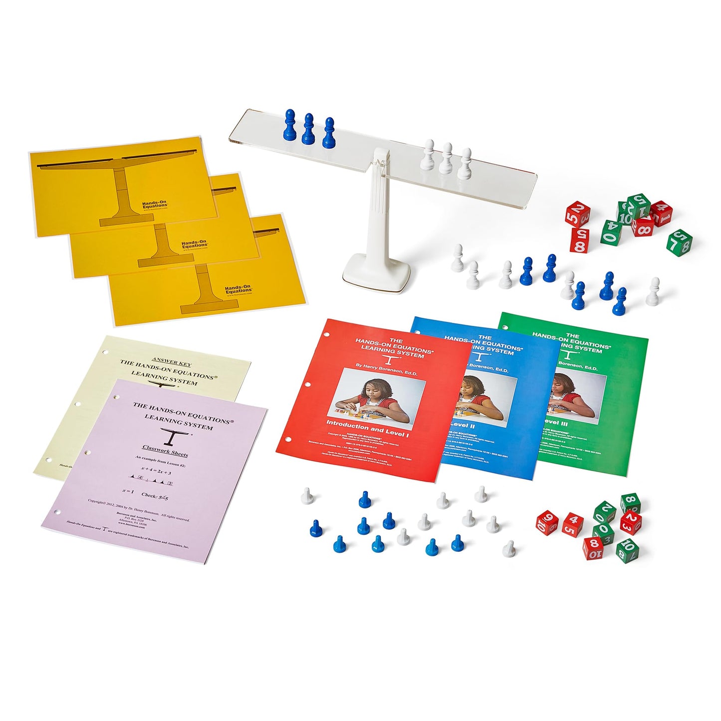 Borenson and Associates Hands-On Equations Class Set for 10 Players, Ages 8-14, Multicolor, Model 9851, Plastic