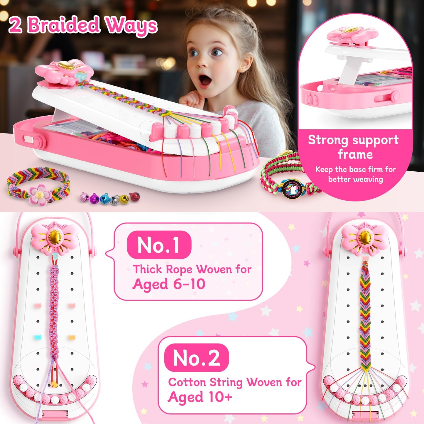 Friendship Bracelet Making Kit for Girls-DIY Bracelets Maker Art & Craft Kits for Kids-Jewelry String Braiding Set Toys for Age