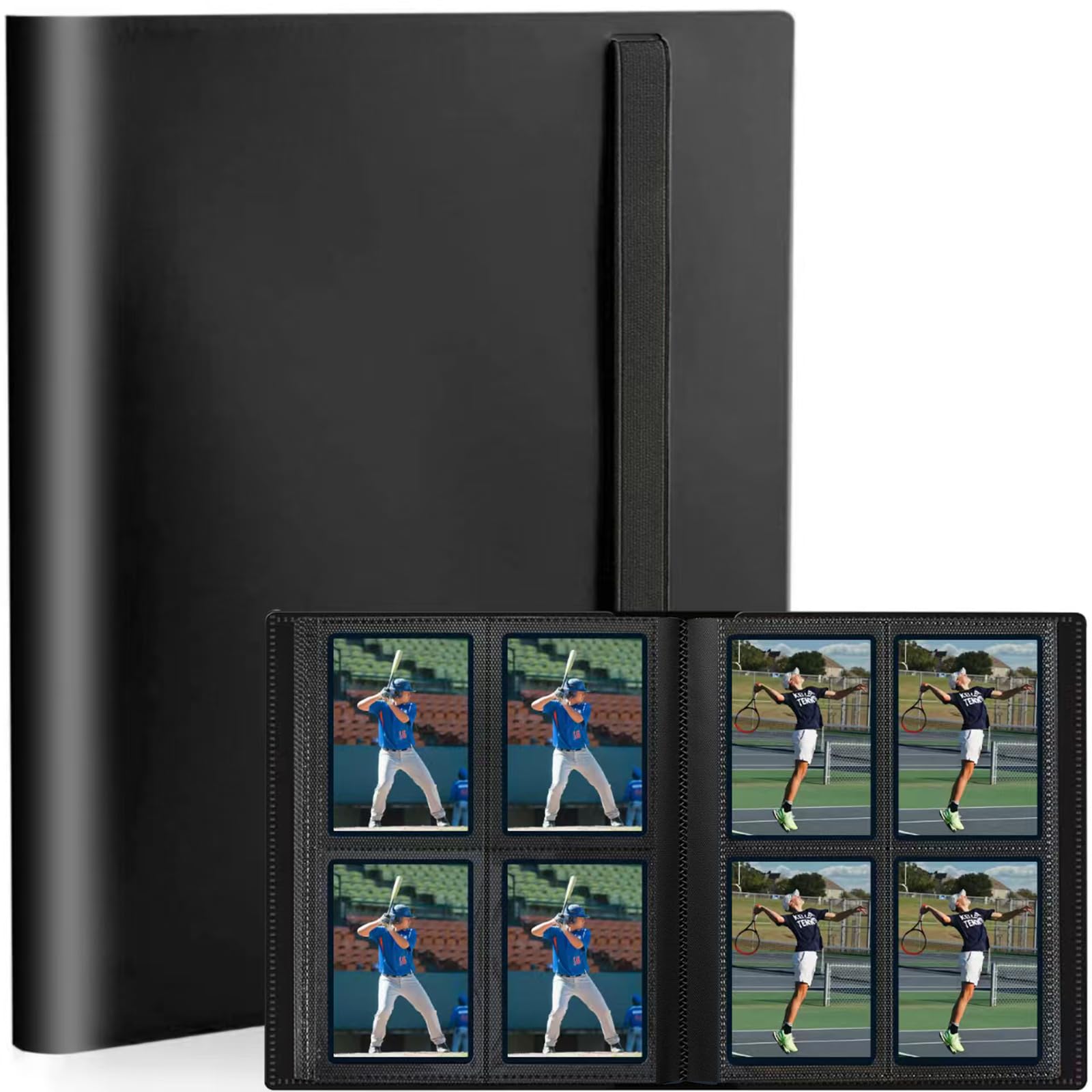 Card Binder  Small Card Album with PP Waterproof Pages  4 Pockets Trading Card Binder  Holds 160 Standard Cards  for TCG  MTG Collections Sports Cards Binder (Black)