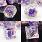 PJOY DND Sharp Edged Dice Set, 7pcs Pink and Purple Flower DND Dice Set Resin D&D Polyhedral Dice with Dice Case for Role Playin