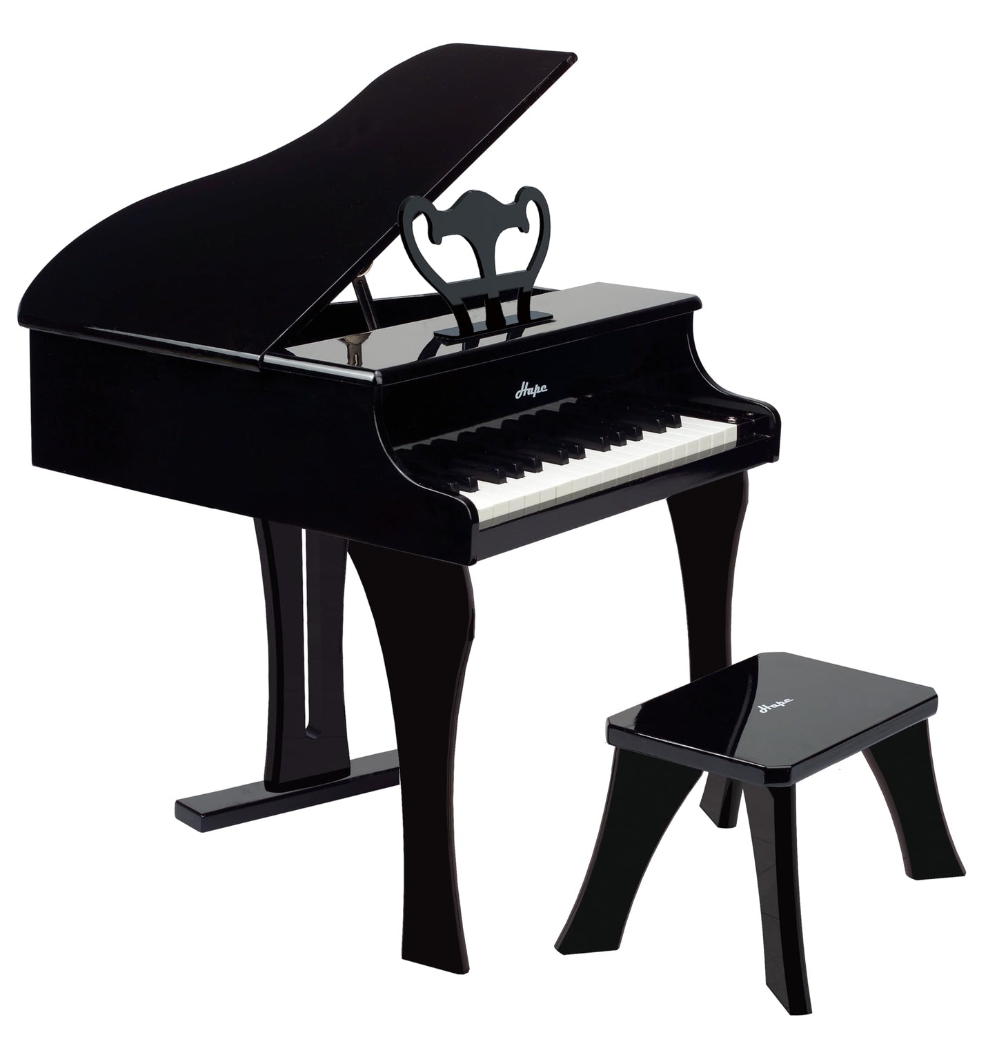 Hape Classic Grand Black Piano - 30-Key Wooden Musical Toy for Kids, 19.7x20.5x23.6 inches, Age 3+, Durable Wood and Metal Construction