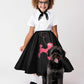 Silicherry 1950S Kids Poodle Skirt 50S Sock Hop Costume With Shirt Scarf Headband Earrings Glasses Socks(7-9 Years,Black)