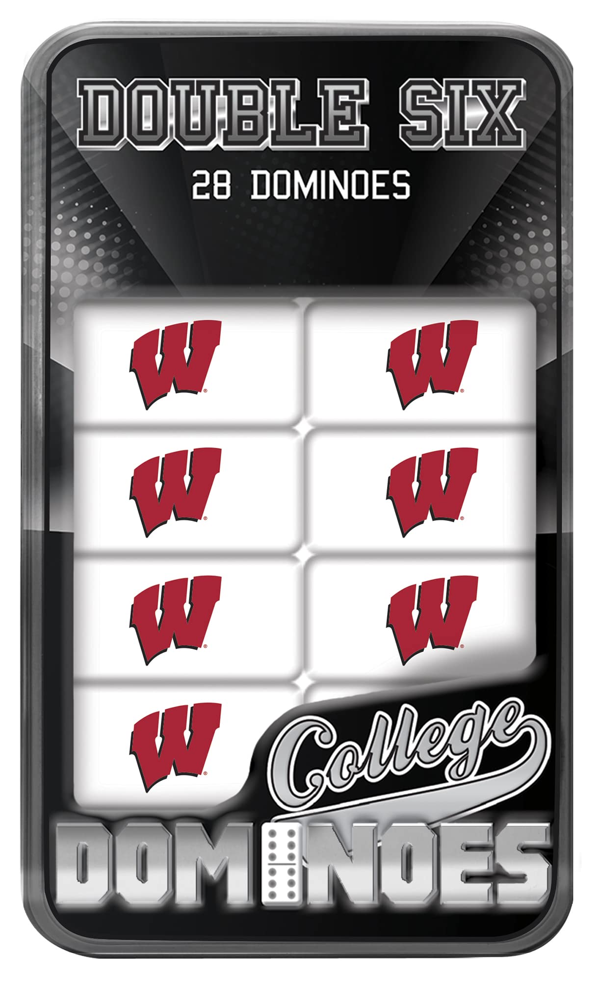 Masterpieces Officially Licensed NCAA Wisconsin Badgers 28 Piece Dominoes Game for Adults