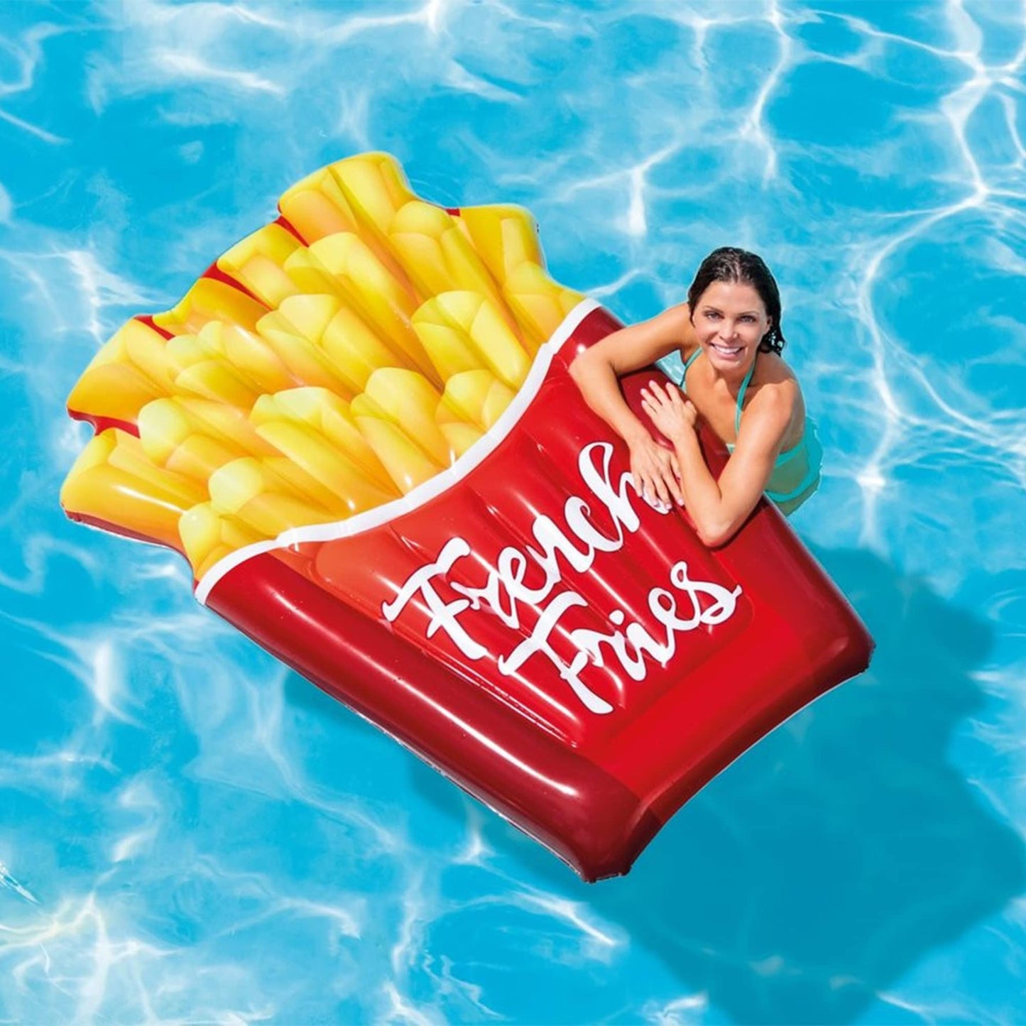 Intex 66 X 47 X 7 Foot French Fries Durable 12-Gauge Vinyl Inflatable Pool Float Floatie For Pool Playing & Lounging, Supports 2