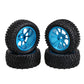 Mxfans Black 75mm Dia Beard Pattern Rubber Tyre & Blue Aluminum Alloy 10-Spoke Wheel Rims with 12mm Hex for RC 1:10 On Road Car 