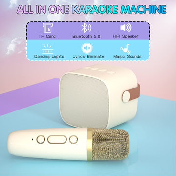 Yll Mini Karaoke Machine With 2 Wireless Microphones For Kids Adults, Portable Bluetooth Speaker Easter Gift For 3, 4, 5, 6, 7, 8, 10, 11, 12, 13, 14+ Years Old Teens Birthday For Boys Home(Black)