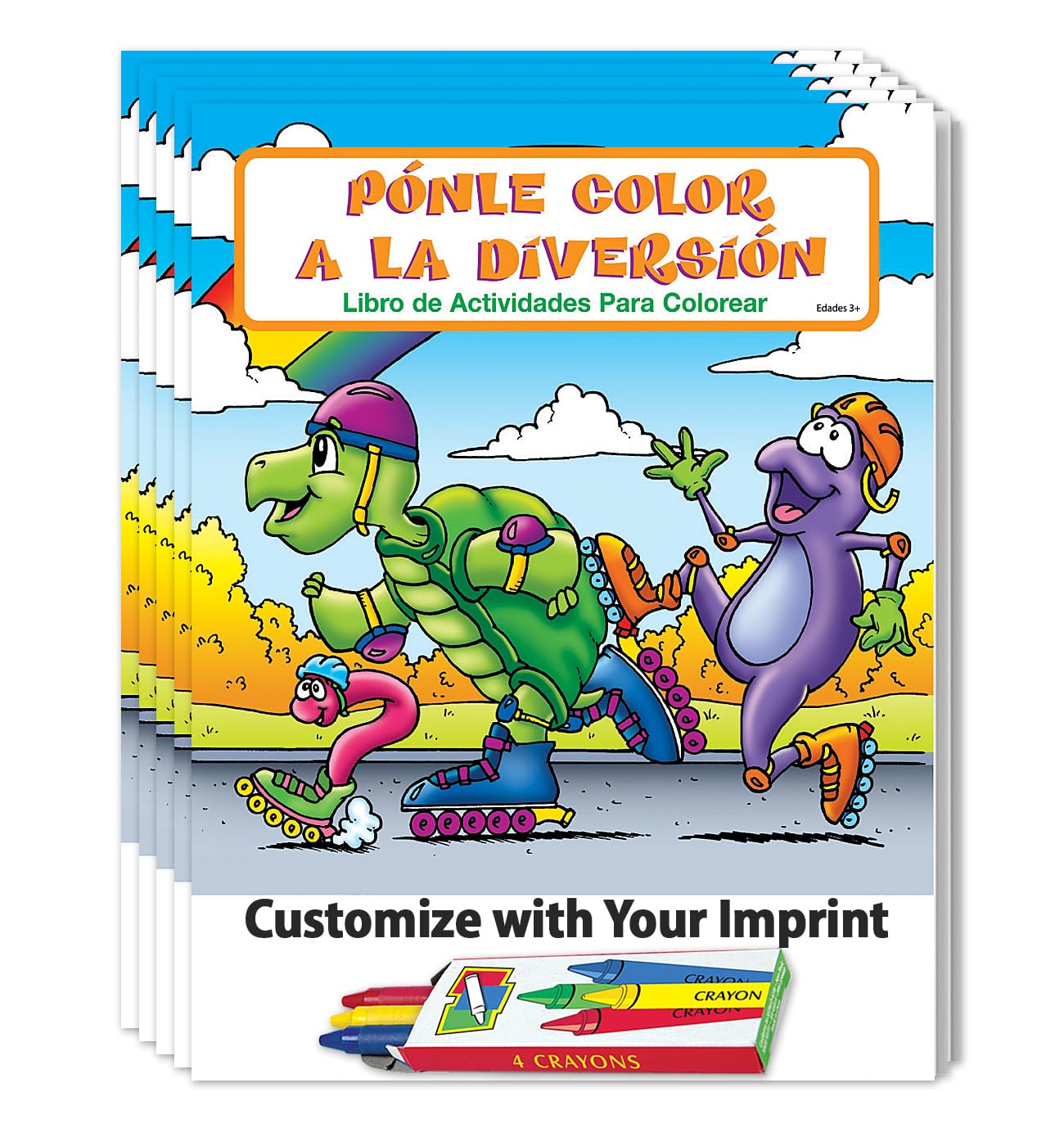 ZOCO - Fun to Color (in Spanish) Custom Promotional Coloring Books (250 Bulk Pack, with Crayons) - Games, Puzzles, Activities fo