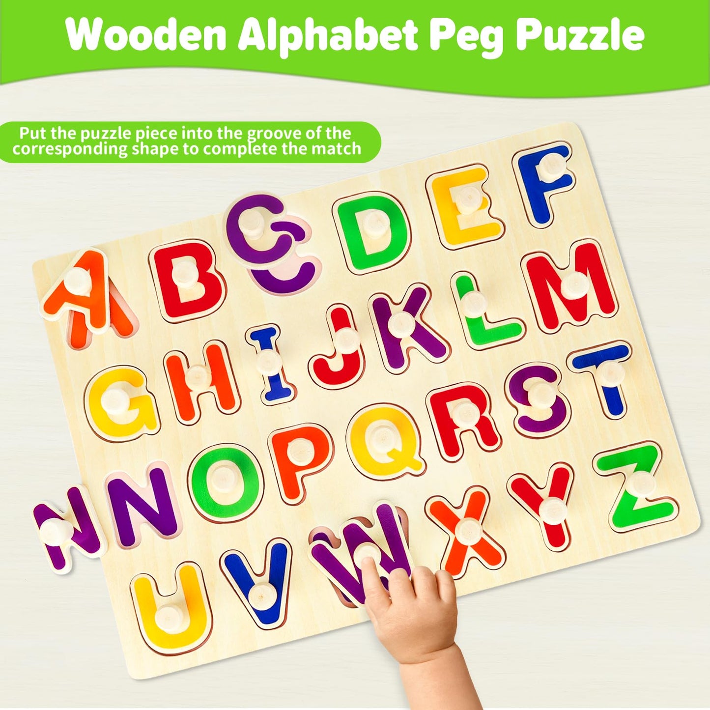 Jumlys Montessori Toys For Toddlers 1, 2, 3 Year Old, Wooden Alphabet Puzzles For Kids 1-3, Early Learning & Educational Abc Puz