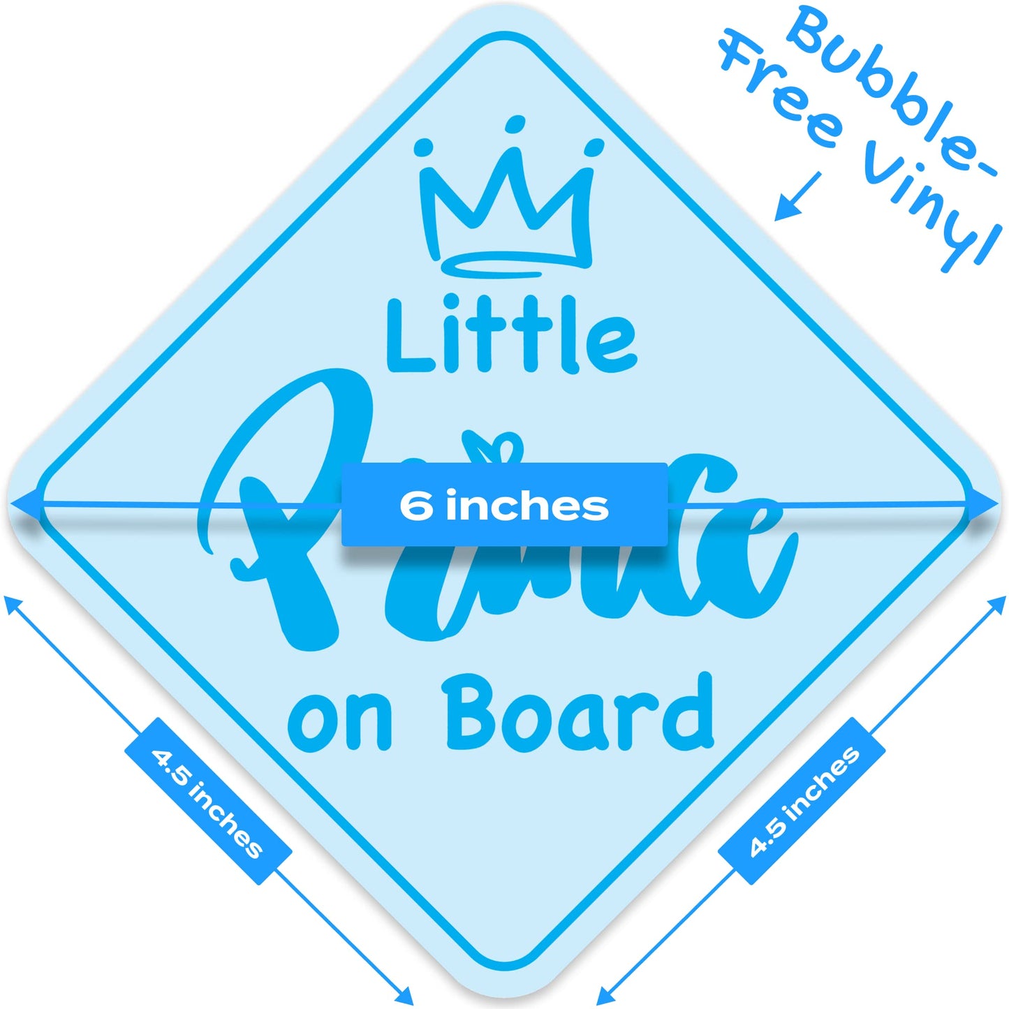 Stickios Prince On Board Car Stickers for Boys (2-Pack) - Paint-Safe, Removable, Non-Magnetic Baby Safety Signs for Cars & Windo