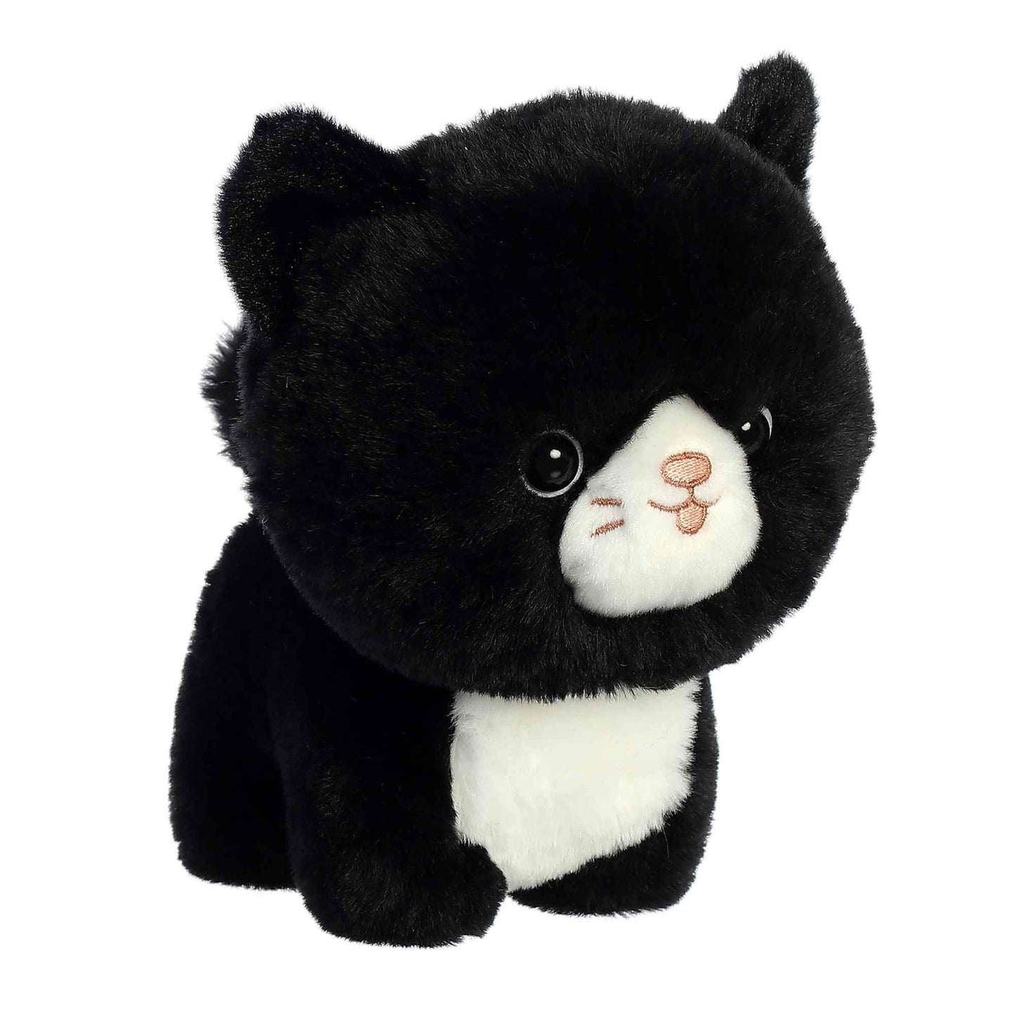 Aurora® Playful Teddy Pets™ Tuxedo Cat Stuffed Animal - Black - Small 6.5" - Soft Polyester