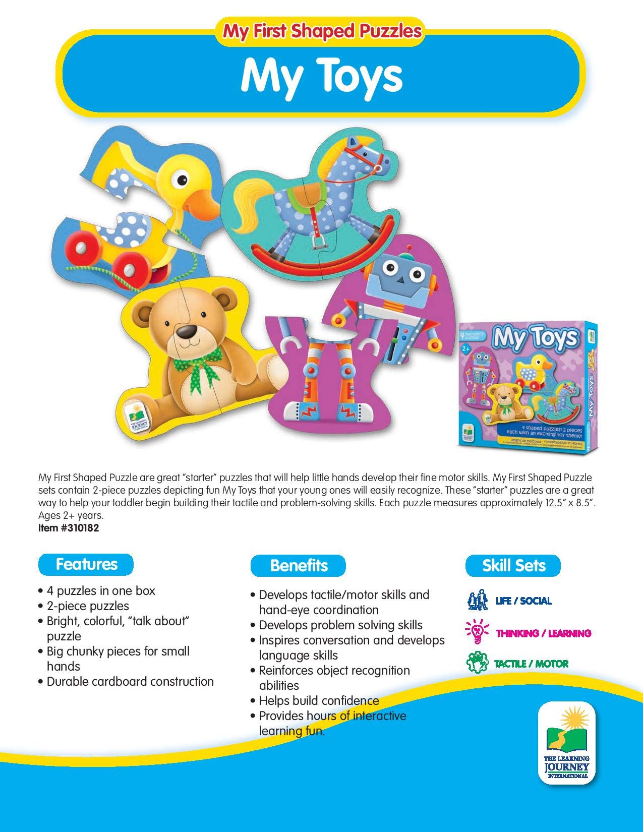 The Learning Journey My First Shaped Puzzle - My Toys - Fun Shaped Toddler Puzzles & Gifts For Boys & Girls Ages 2 And Up, Award Winning Educational Toys