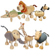 6 Pack Bendable Wooden Animal Figurines Toys, Smooth Natural Wood Zoo Jungle Safari Animals Figures Toys, Preschool Learning & Education Toys For Toddlers Kids