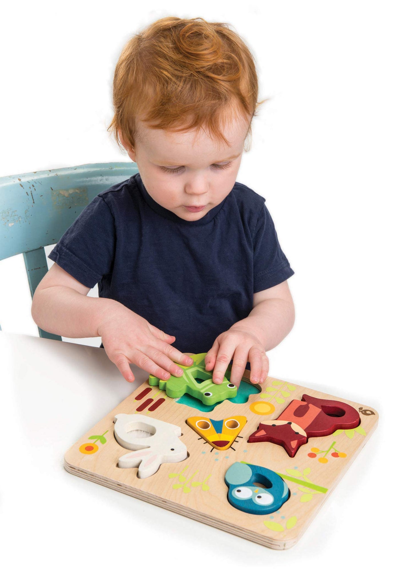 Tender Leaf Toys - Touchy Feely Animals - 5 Piece Wooden Shape Recognition And Dexterity Puzzle - Encourages Language Development - Kids 18 Months +