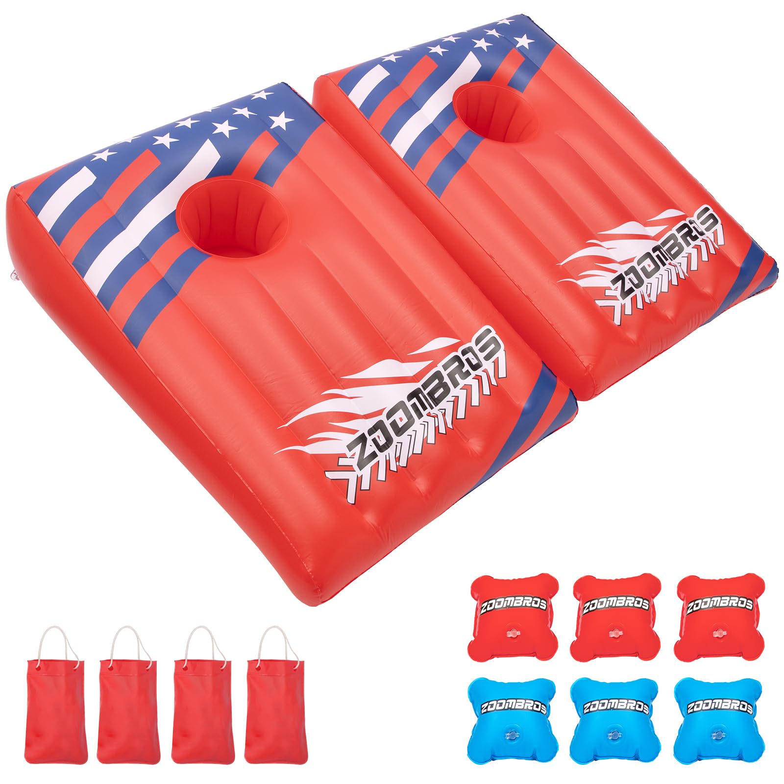 Pool Cornhole 2 Sets, 6 Bean Bags Toss Games With 4 Anchor Bags, Inflatable Cornhole Pool Game Floating Pool Toys For Adults Tee