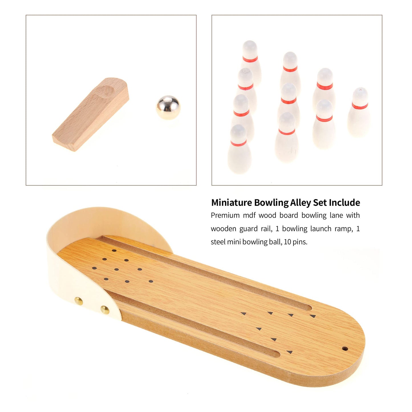2 Pack Mini Bowling Set Wooden Table Top Mini Arcade Game Toy Portable Tiny Bowling Office Desk Stress Relief Desktop Gift For Kids And Adults Fun Gag Toys