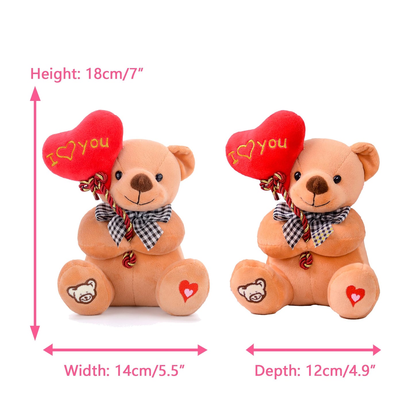 Gloveleya For Mom Plush Teddy Bear Holding Balloon Heart I Love You Lover'S Gifts Brown 7'
