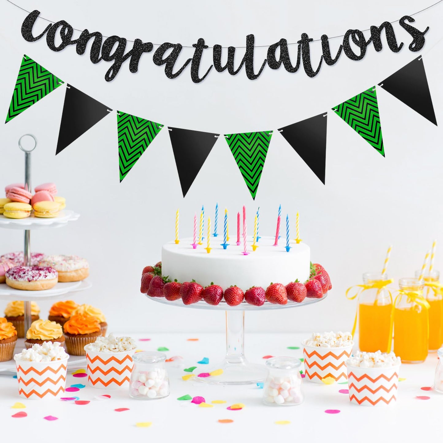 Boao Pre-strung Congratulations Banner Glitter Congratulation Banner 10 ft Congrats Garland for Graduation, Wedding, Retirement,