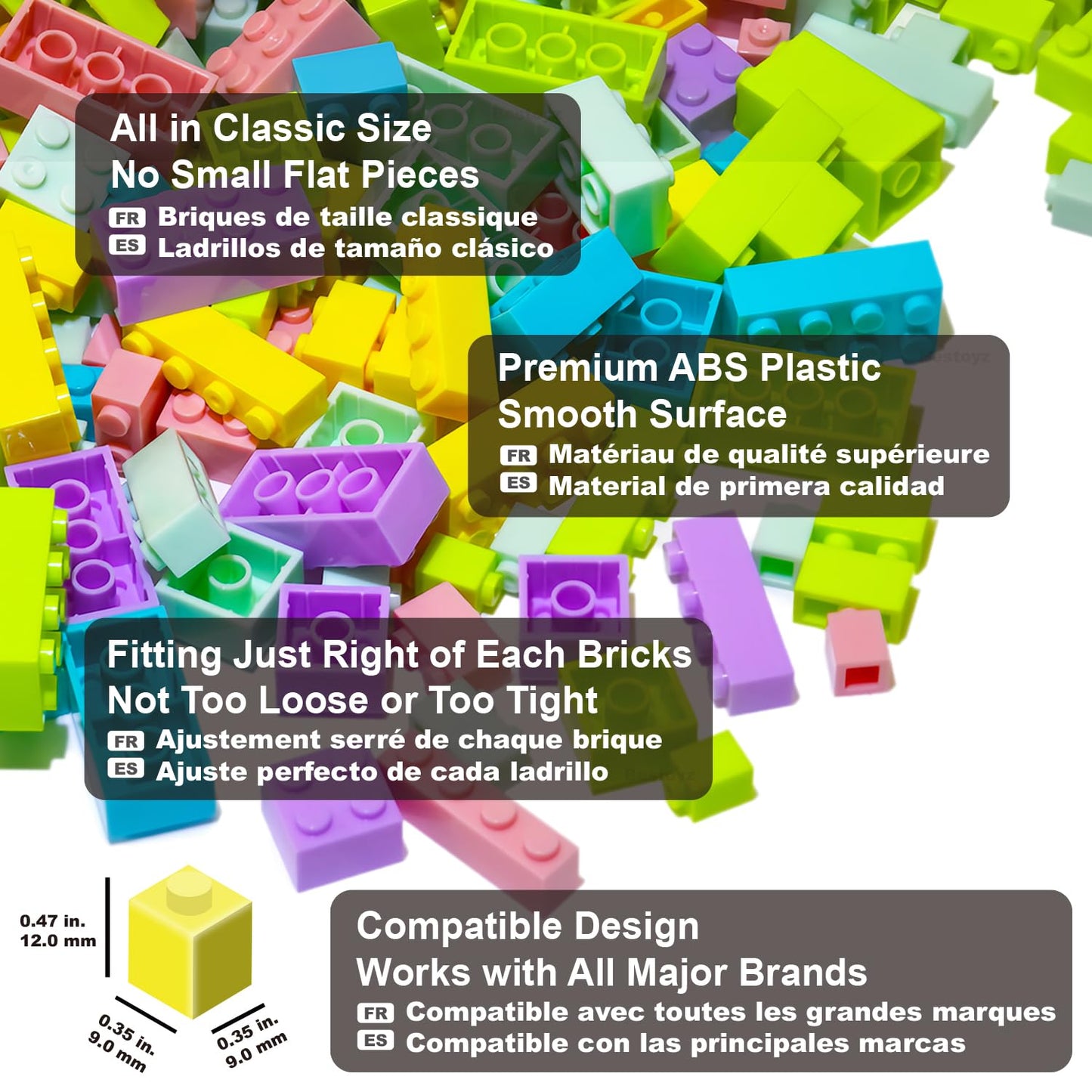 Building Bricks 1000 Pieces In Pastel Colors, Classic Building Blocks Toys For Boys & Girls, Bulk Basic Brick Tiles Building Toys For Kids Aged 4+