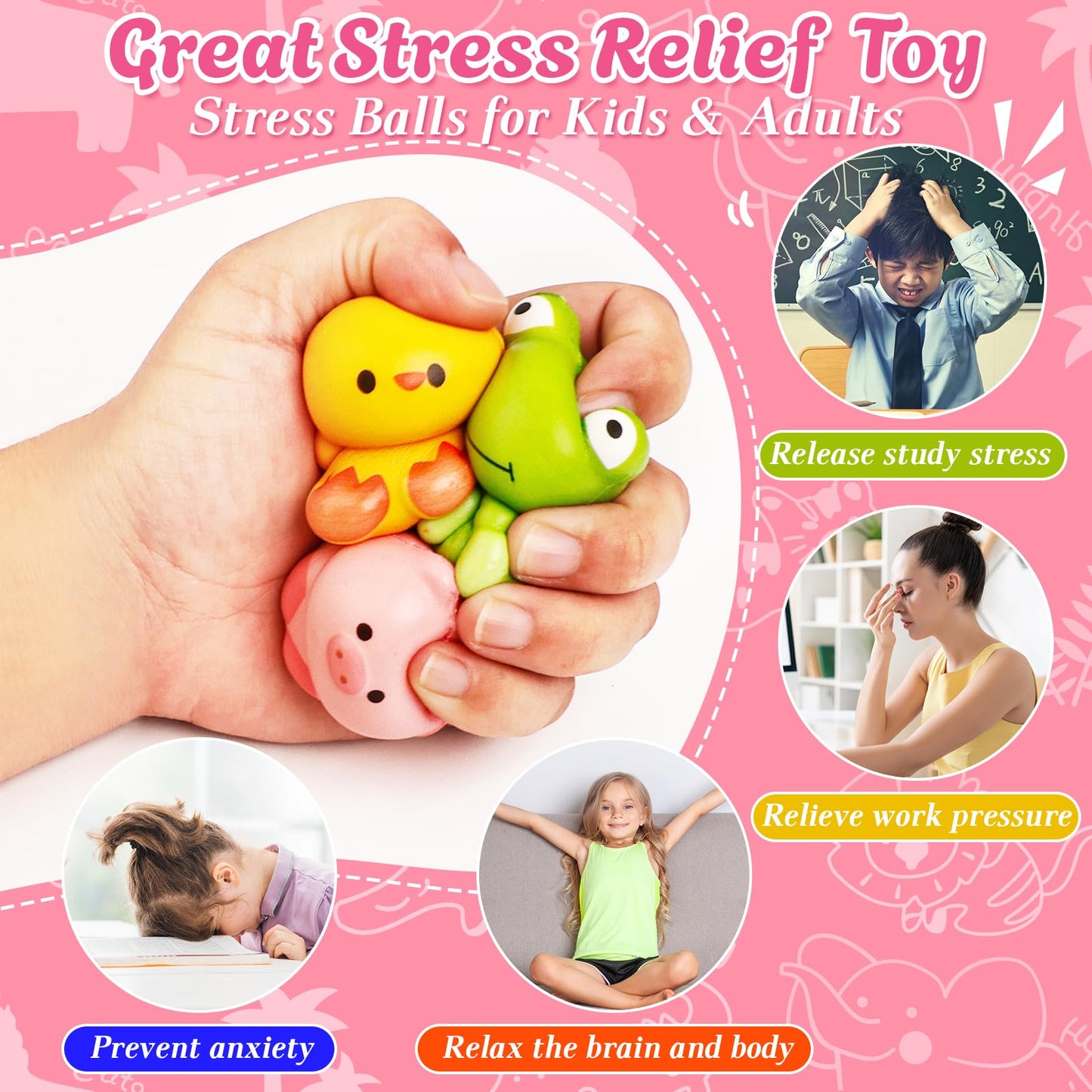 24 Pack Valentines Day Gifts for Kids, Valentines Cards for Kids Classroom with Animal Squishy Toys Slow Rising Stress Relief Fi