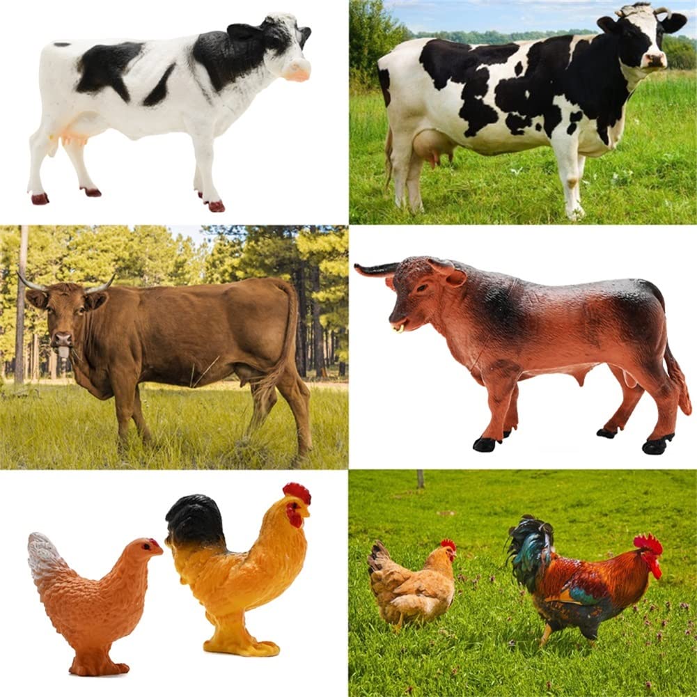 Bolzra Mini Barn Farm Toys Playset, 66Pcs Plastic Animals Figurines And Fence Farm Playset, Farm Figures Farmer Vehicle Toy Truc