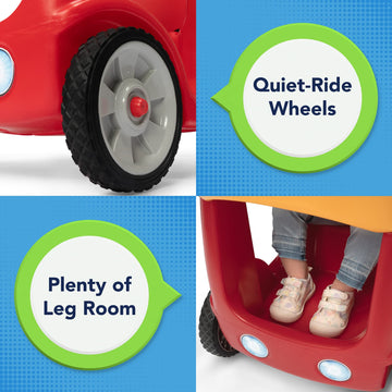 Simplay3 Roll And Stroll Quiet Ride-On Toddler Toy Push Car, With Seatbelt, For Toddlers Ages 1.5-4 Yrs., Red