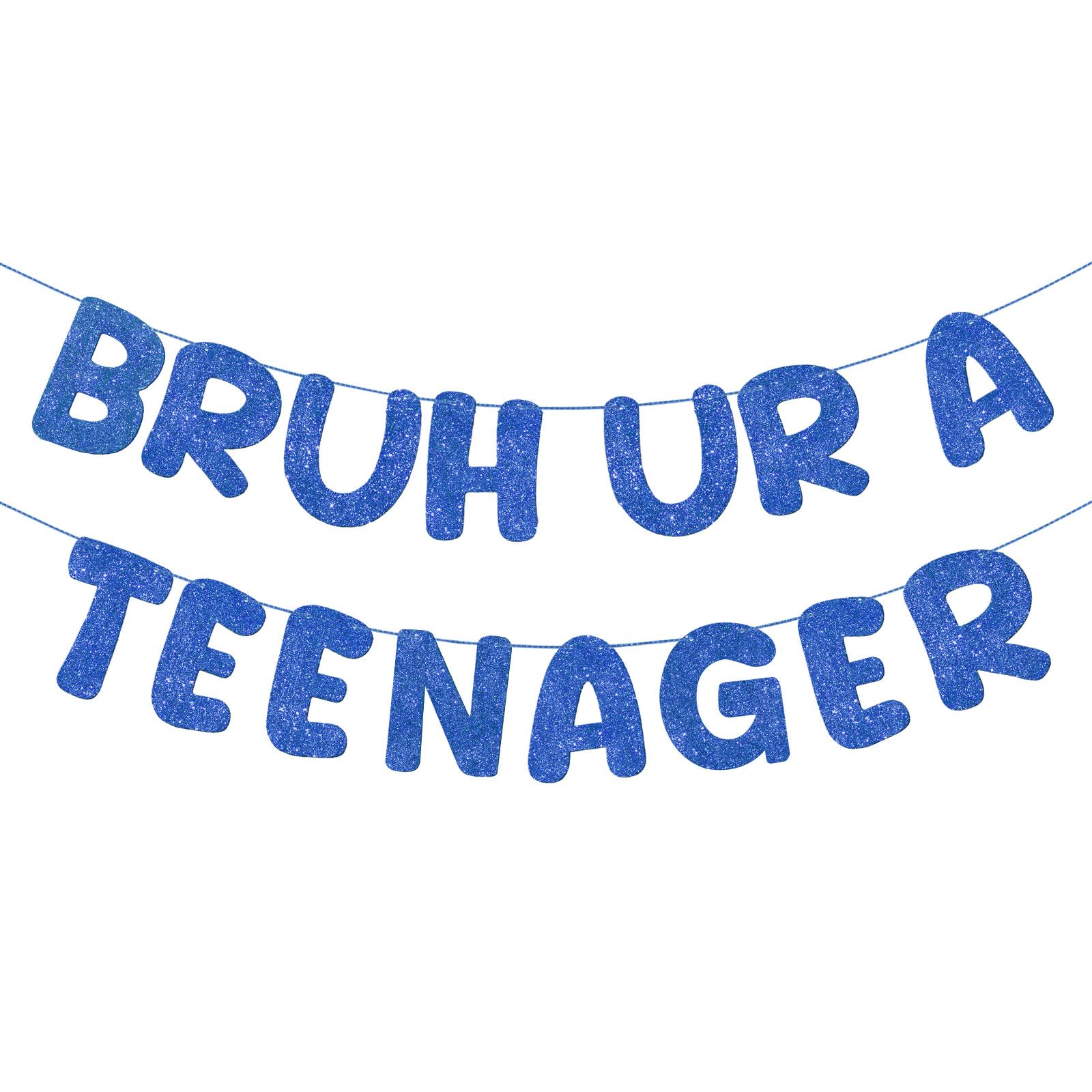 Fulmoon Pre Strung Bruh Ur a Teenager Glitter Banner 13th Birthday Banner Decorations for 13 Year Old Teen Birthday Party Favors