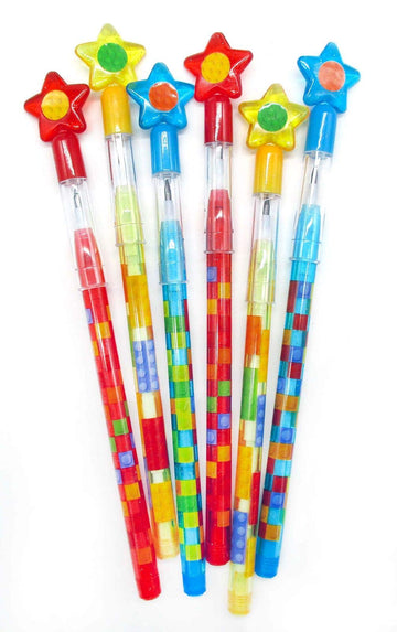Tiny Mills 24 Pcs Building Blocks Brick Multi Point Stackable Pencil with Eraser for Brick Birthday Party Favor Prize Carnival G