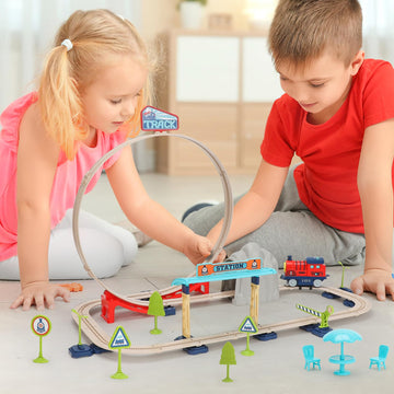 VGY Electric Train Set for Toddlers 2-4, Kids Train Set with Sound, Christmas Loop Train Tracks Toy, Great Gift for Boys and Gir