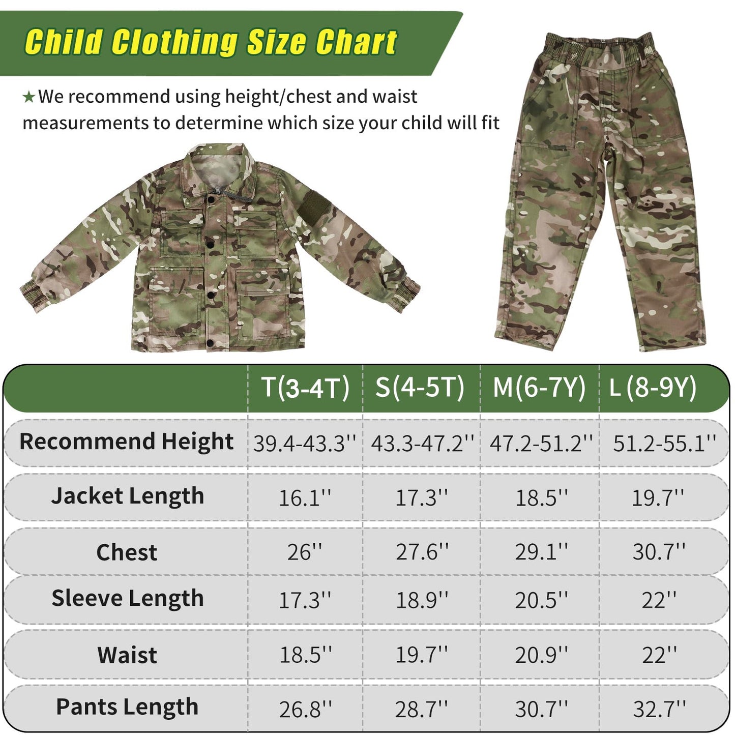 Tacobear Army Soldier Military Costume For Kids Boys Ages 3-11 Halloween Dress Up Role Play Set With Toy Accessories