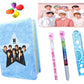 Kobbet 9Ps Bts Army Team School Stationery Set Bts Army Team Fur Diary Furry Notebook For Girls 1 Bt21 Pen, Pencil, 4 Eraser, 1