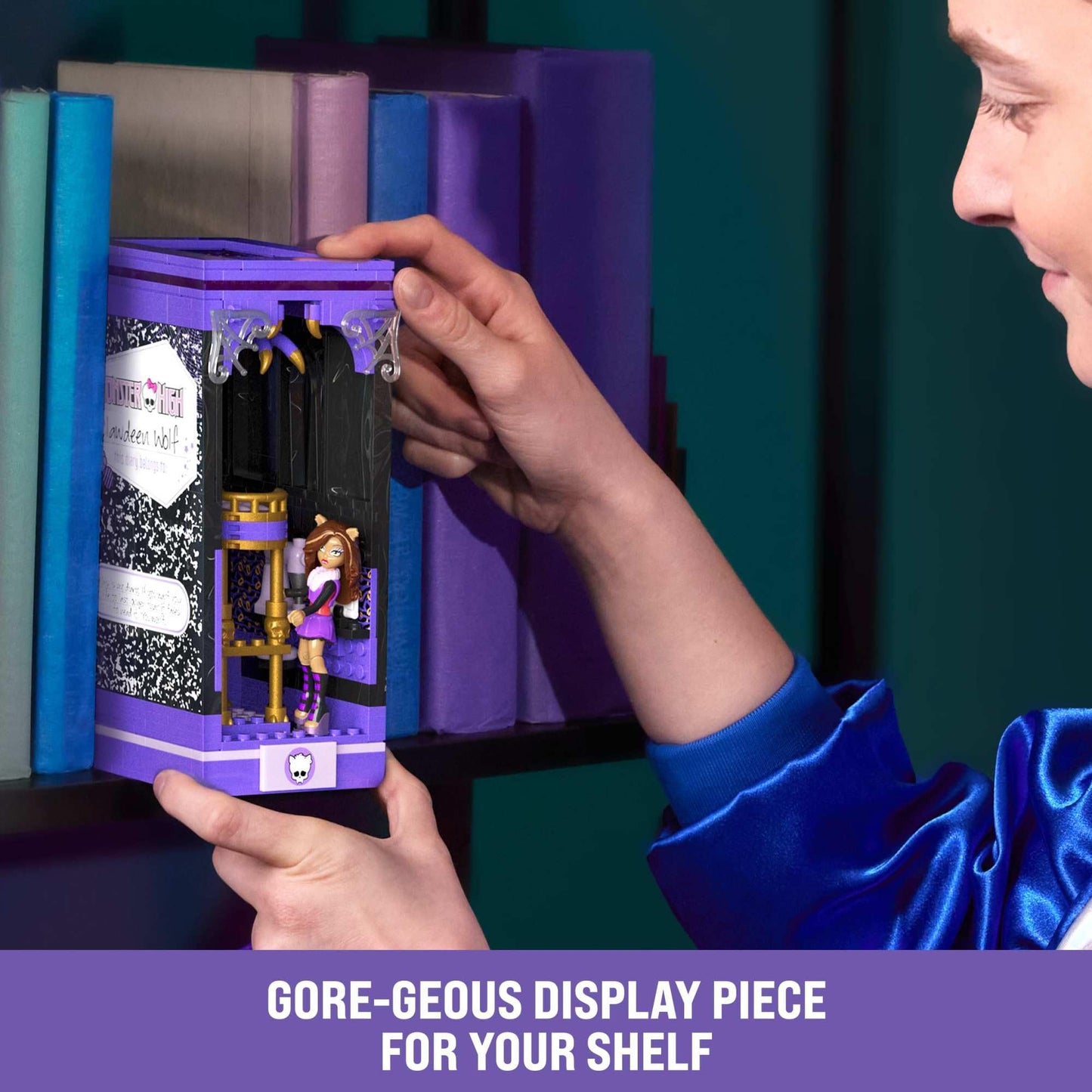 Mega Monster High Action Figure Building Set - Clawdeen's Boo-k Den, 299 Pieces, Multicolor, Model HXM32, Unique Size