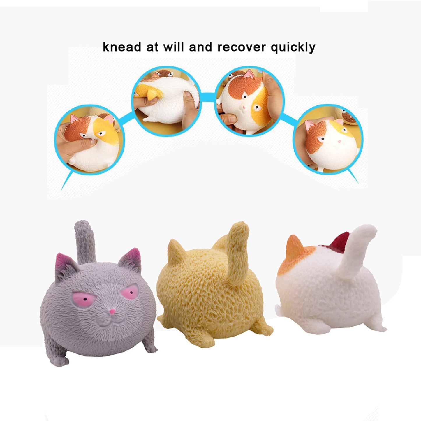 Squishy Fidget Sensory Stress Cat-Shaped Toys for Children mature-themeds Teens Kids  Decompression Squeeze Relief Calming Toys for Kids and mature-themeds Anxiety Relief (White)