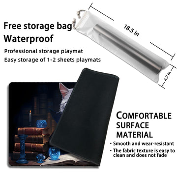 Malqiqi Playmat For Mtg, With Free Storage Bags,Game Mat 24 X 14 Inches, Tcg And Board Game Mat For Cards,Mousepad Desk Mats (Cat 6-Regular)