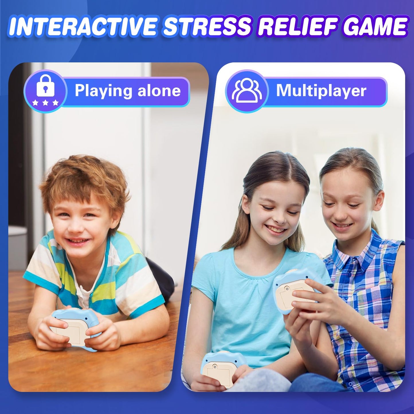 Upgraded Fast Push Game For Kids 6-12, Pop Sensory Fidget Toys For Kids 8-12 Exercises Reaction Birthday Gifts For Boys And Girls Ages 3-12 Years Old & Up(Blue)