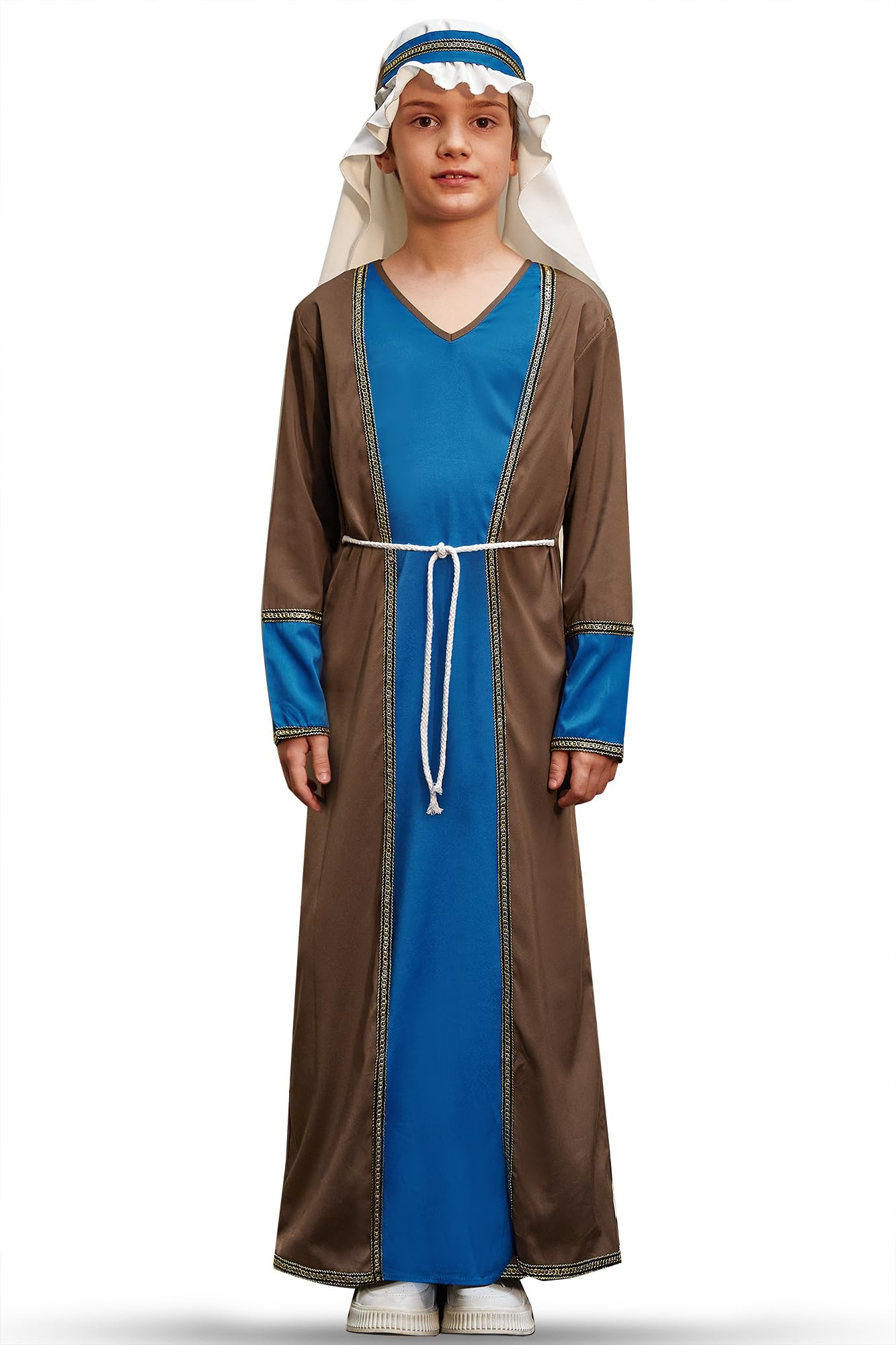 Besserbay Christmas Big Boy'S Shepherd Party Outfit Joseph Nativity Gown With White Headpiece 14 Years