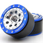 Hobbysoul Adjustable Offset 1.0 Beadlock Wheels Blue Silver, Heavy Rc 1.0 Wheels 7Mm Hex Rims For 1/18 Traxxas Trx4M Axial Scx24