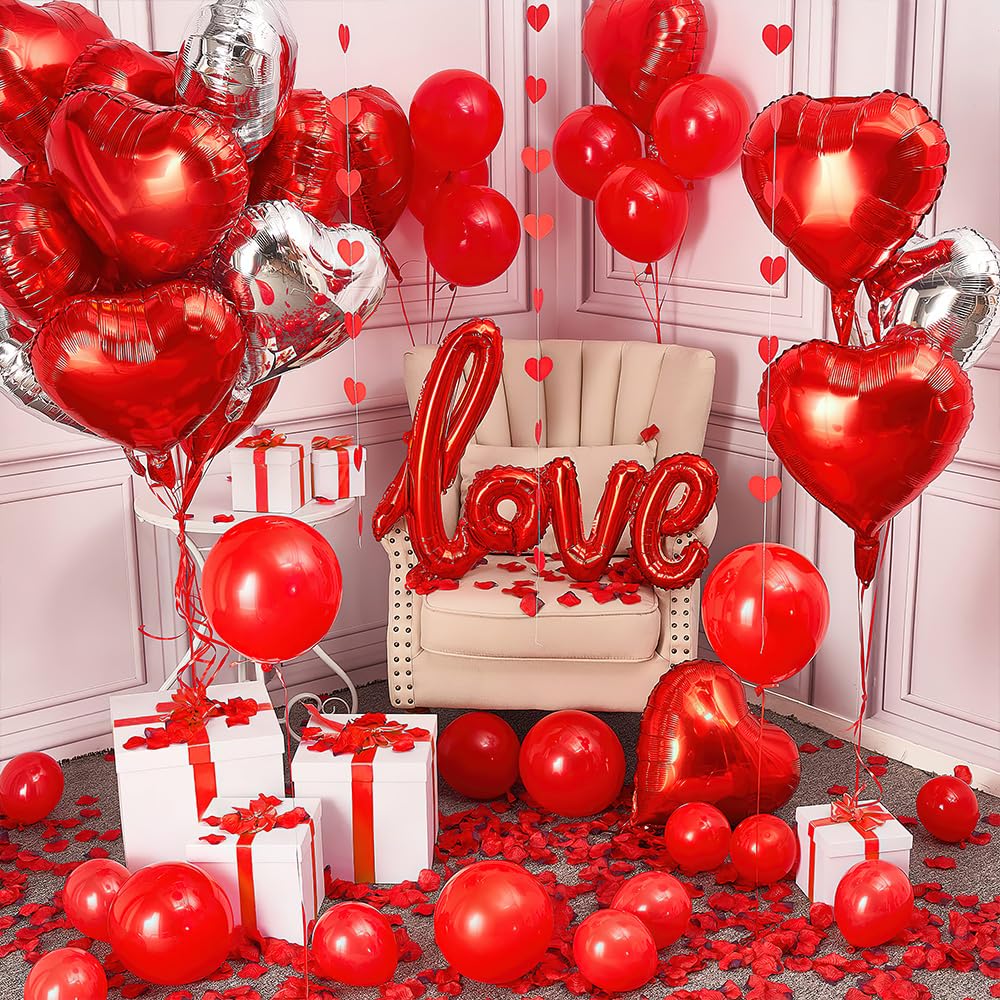 Red Balloons For Arch Decoration Hot Pink Balloons Latex Balloons 60Pcs Balloons 12 Inch Matte Balloons For Balloon Garland As B