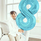 Pearlescent Blue 8 Balloon, Number Balloons 40 Inch, 8Th Birthday Decorations For Boys Girls, Birthday Balloons, Pearlescent Blu