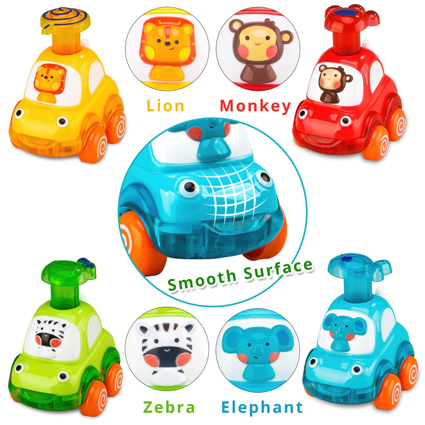 Wdebay 4 Pcs Inertia Animal Car Toys For 1 Year Old Boy And Girl|Toddler Toys Age 1-2|1 Year Old Boy Gifts For 1St Birthday|Baby