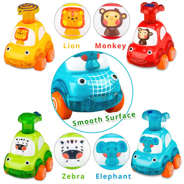 Wdebay 4 Pcs Inertia Animal Car Toys For 1 Year Old Boy And Girl|Toddler Toys Age 1-2|1 Year Old Boy Gifts For 1St Birthday|Baby