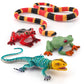 BRETOYIN Forest Snake Figurine Lizard Figures Frog Figures 4PCS Tropical Forest Animals Figurines Frog Toys School Project Model