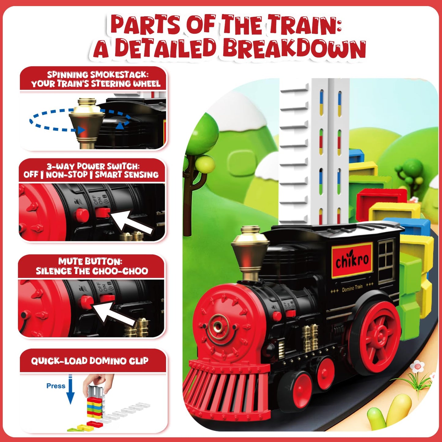 Christmas Dominos Train Toys For Kids 3-5 - 120Pcs Dominos Stem Montessori Toy 3 4 5 6 7 8 Year Old Boy Girl Birthday Gifts Boys